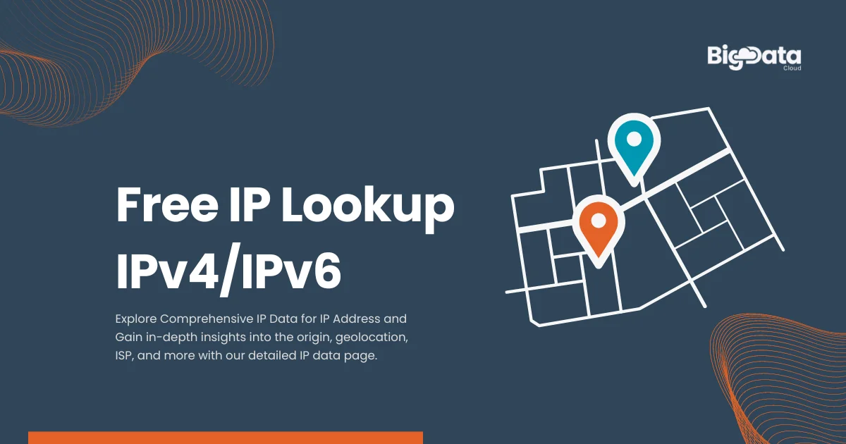 IP lookup tool dashboard showing IP address location, ISP, and network details